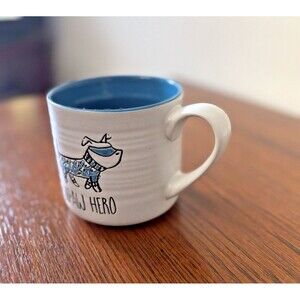 Large Dog Coffee Mug Cup "Supaw hero" Embossed Mug White Prima Design 16oz